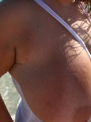 Super busty plumper aka Rosa Valentina - boobs on the beach